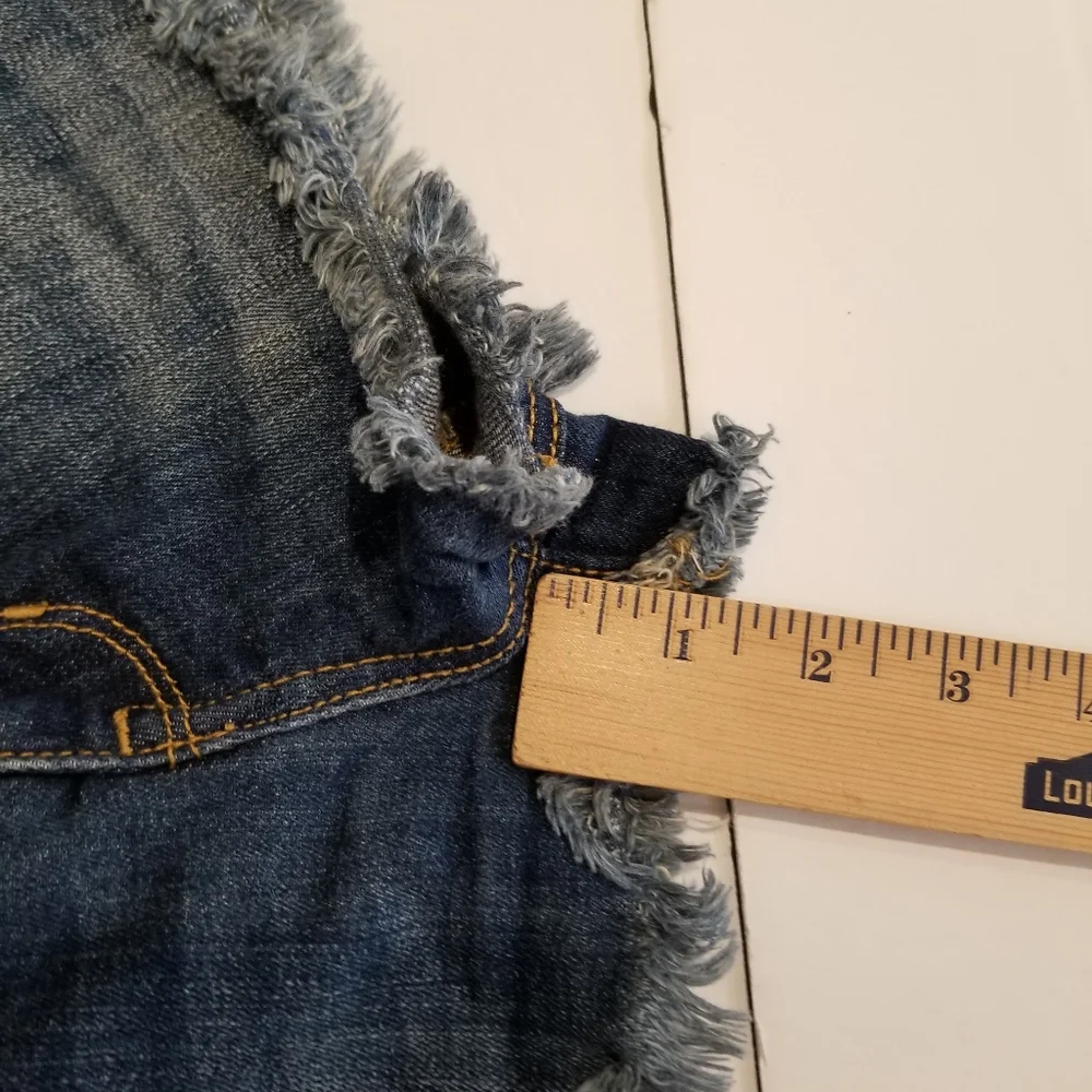 Bullhead Jean Shorts Women's Junior's Size 3 Blue Denim Pink Accents Fray Hem